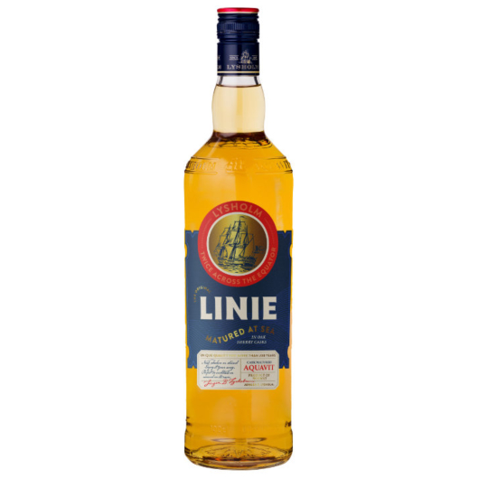 Linie Aquavit fassgelagerter Kümmelschnaps / 41,5 % Vol. / 1,0 Liter-Flasche