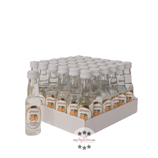 36 x Prinz Williams-Birnen-Schnaps Mini / 40 % vol / 36 x 0,02 Liter-Flasche