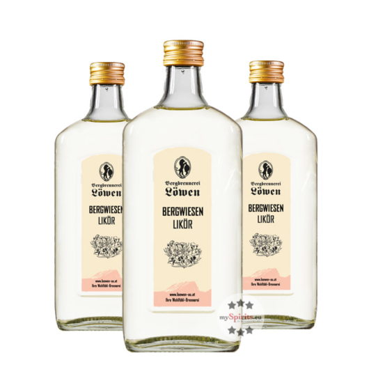 3 x Löwen: Bergwiesen Likör / 22 % Vol. / 3 x 0,5 Liter-Flaschen