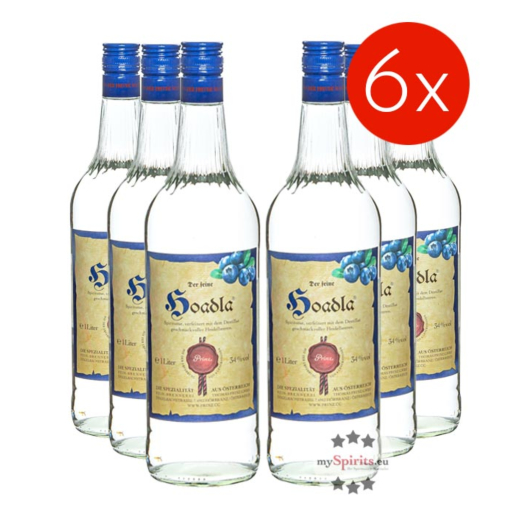 6 x Prinz: Hoadla - fruchtig milder Heidelbeer-Schnaps / 34 % vol / 6 x 1,0 Liter-Flasche