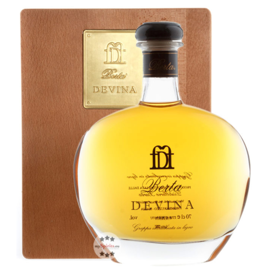 Distillerie Berta Devina – Grappa Invecchiata in Legno / 43 % vol. / 0,7 Liter-Flasche in Holzkiste