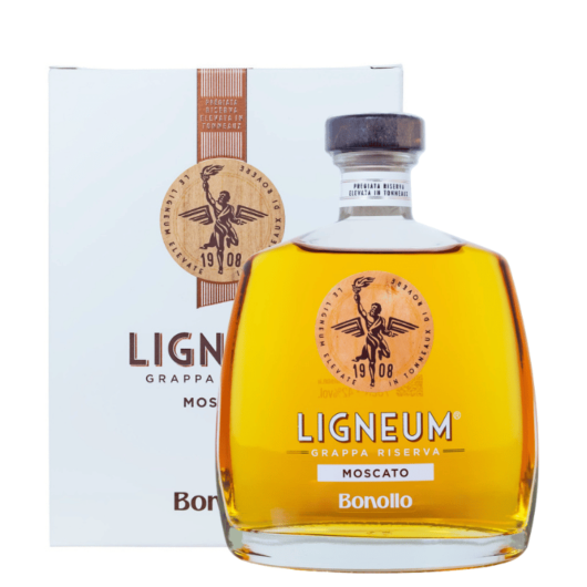 Bonollo: Grappa of Ligneum Riserva Moscato / 42 % vol / 0,7 Liter-Flasche in Geschenkkarton