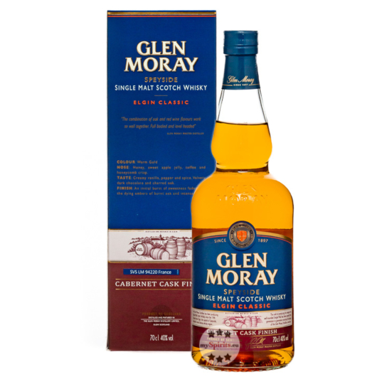 Glen Moray Cabernet Cask Finish Speyside Single Malt Scotch Whisky / 40 % Vol. / 0,7 Liter-Flasche in Geschenkbox