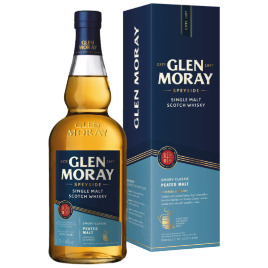 Glen Moray Peated Single Malt Speyside Scotch Whisky / 40 % vol / 0,7 Liter-Flasche in Geschenkbox