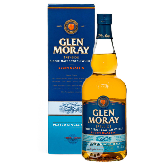 Glen Moray Peated Single Malt Speyside Scotch Whisky / 40 % Vol. / 0,7 Liter-Flasche in Geschenkbox