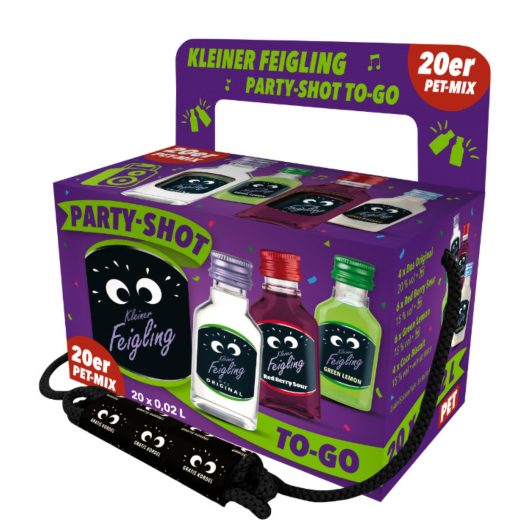 Kleiner Feigling Party-Shot to go Likör-Miniaturen / 15 % vol / 20 x 0,02 Liter-PET-Flasche