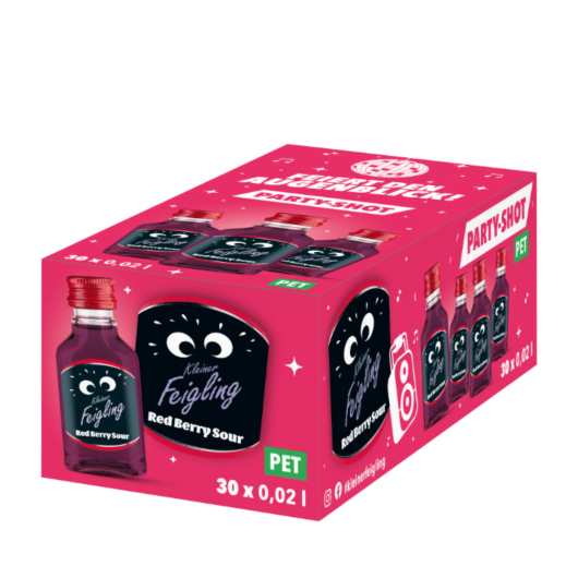 Kleiner Feigling Red Berry Sour Beerenlikör / 15 % vol / 30 x 0,02 Liter-PET-Flasche