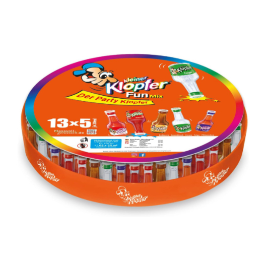 Kleiner Klopfer Fun Mix Tablett Likör-Miniaturen / 15 - 17 % vol / 65 x 0,02 Liter-Flasche