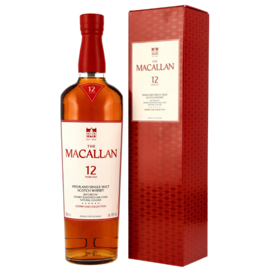 The Macallan Sherry Oak 12 Jahre Highland Single Malt Scotch Whisky / 40 % Vol. / 0,7 Liter-Flasche in Geschenkbox