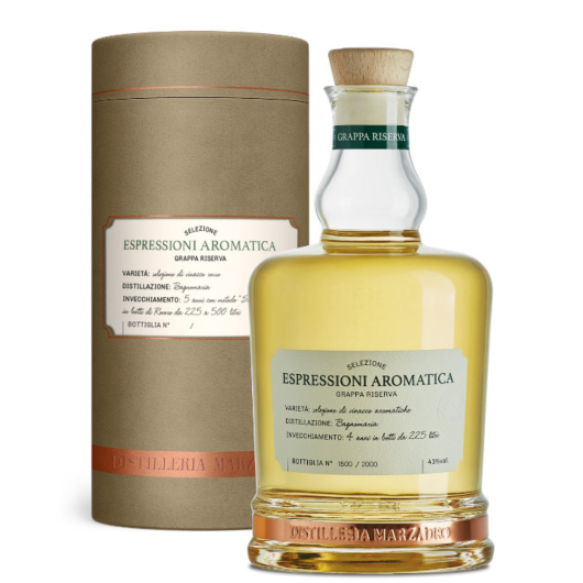 Marzadro Grappa Espressioni Aromatica / 43 % vol / 0,7 Liter-Flasche in Geschenk-Dose