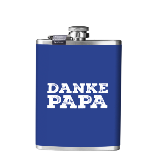 Prinz Flachmann Danke Papa - Williams-Birnen Schnaps / 40 % vol / 0,2 Liter-Flasche aus Edelstahl