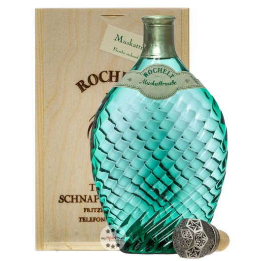Rochelt Muskattraube Traubenbrand / 50 % Vol. / 0,35 Liter-Flasche in Holzkiste