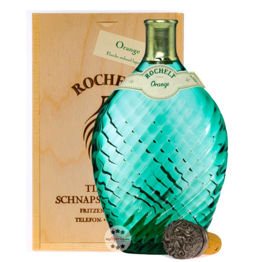 Rochelt Orange Edelbrand aus saftigen Orangen / 57 % Vol. / 0,35 Liter in Holzkiste