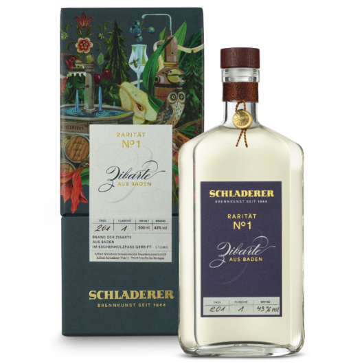 Schladerer Rarität No. 1 Zibarte Brand / 43 % vol / 0,5 Liter-Flasche in Geschenkkarton
