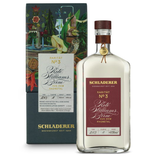 Schladerer Rarität No. 3 Rote Williams-Birne Brand / 43 % vol / 0,5 Liter-Flasche in Geschenkkarton