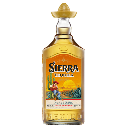 Sierra Tequila Reposado / 35 % vol / 1,0 Liter-Flasche mit goldenem Hut