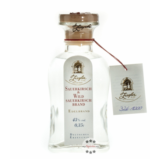 Ziegler Sauerkirsch & Wildsauerkirsch Brand - Obst Edelbrand / 43 % vol. / 0,35 Liter-Flasche