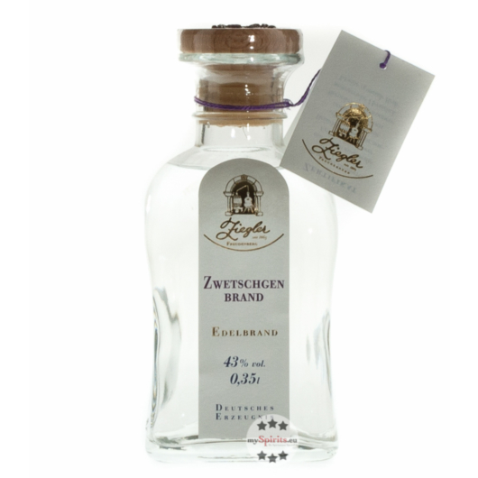Ziegler Zwetschgenbrand - Obst Edelbrand aus Zwetschgen / 43 % vol. / 0,35 Liter-Flasche