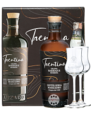 Marzadro Set "Insieme Morbida" La Trentina Morbida + 2 Kelche / 41 % Vol. / 0,5 Liter-Flasche