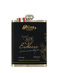 Prinz Flachmann Alte Erdbeere / 41 % vol / 0,2 Liter-Flasche aus Edelstahl