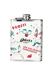Prinz Flachmann Karneval - Nusserla / 34 % vol / 0,2 Liter-Flasche aus Edelstahl