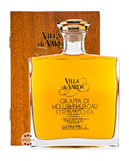 Villa de Varda Grappa Müller Thurgau Stravecchia-Roncola Alta Selezione / 40 % Vol. / 0,7 Liter-Flasche in Mahagoniholz-Kästchen