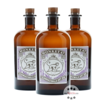 3 x Monkey 47 Schwarzwald Dry Gin / 47 % Vol. / 3 x 0,5 Liter-Flasche