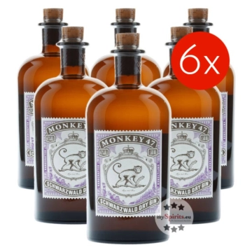 Monkey 47 Schwarzwald Dry Gin 6er-Kombi / 47 % Vol. / 6 x 0,5 Liter-Flasche