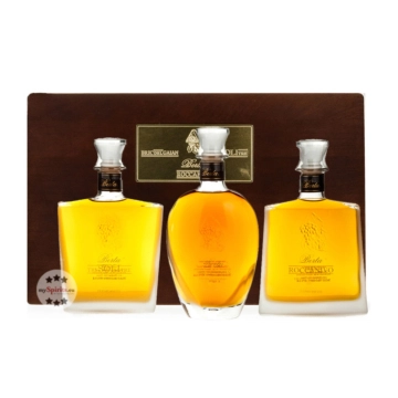 Distillerie Berta 3 x Grappa Riserva in Holzkiste: Roccanivo, Bric del Gaian, Tre Soli Tre / 43 % vol. / 3 x 0,7 Liter-Flasche