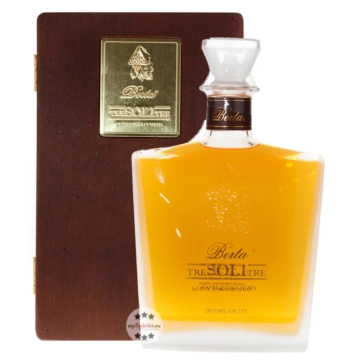 Distillerie Berta Tre Soli Tre – Grappa Invecchiata / 43 % vol. / 0,7 Liter-Flasche in Holzkiste