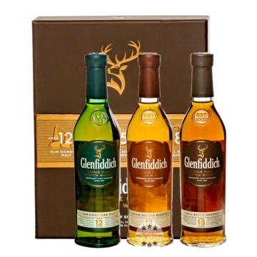 Glenfiddich Probierset 12, 15 & 18 Jahre Single Malt Scotch Whisky / 40 % Vol. / 3 x 0,2 Liter in Geschenkbox