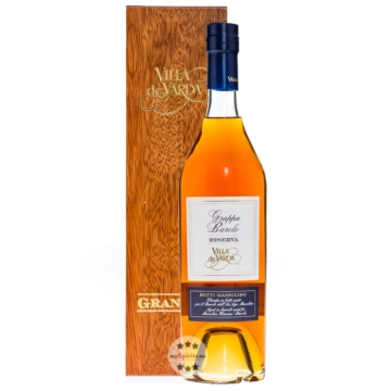 Villa de Varda Grappa Barolo Riserva Gran Cru – Holzfassgelagerter Grappa / 40 % / 0,7 Liter-Flasche in Kästchen aus Mahagoniholz
