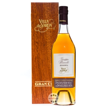 Villa de Varda Grappa Brunello Di Montalcino Riserva Gran Cru / 40 % / 0,7 Liter-Flasche in Kästchen aus Mahagoniholz